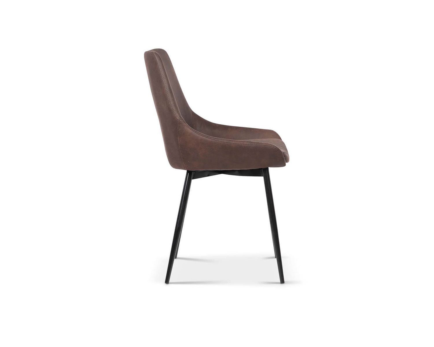 Lot de 2 chaises design métal noir et tissu microfibre brun "Malo"