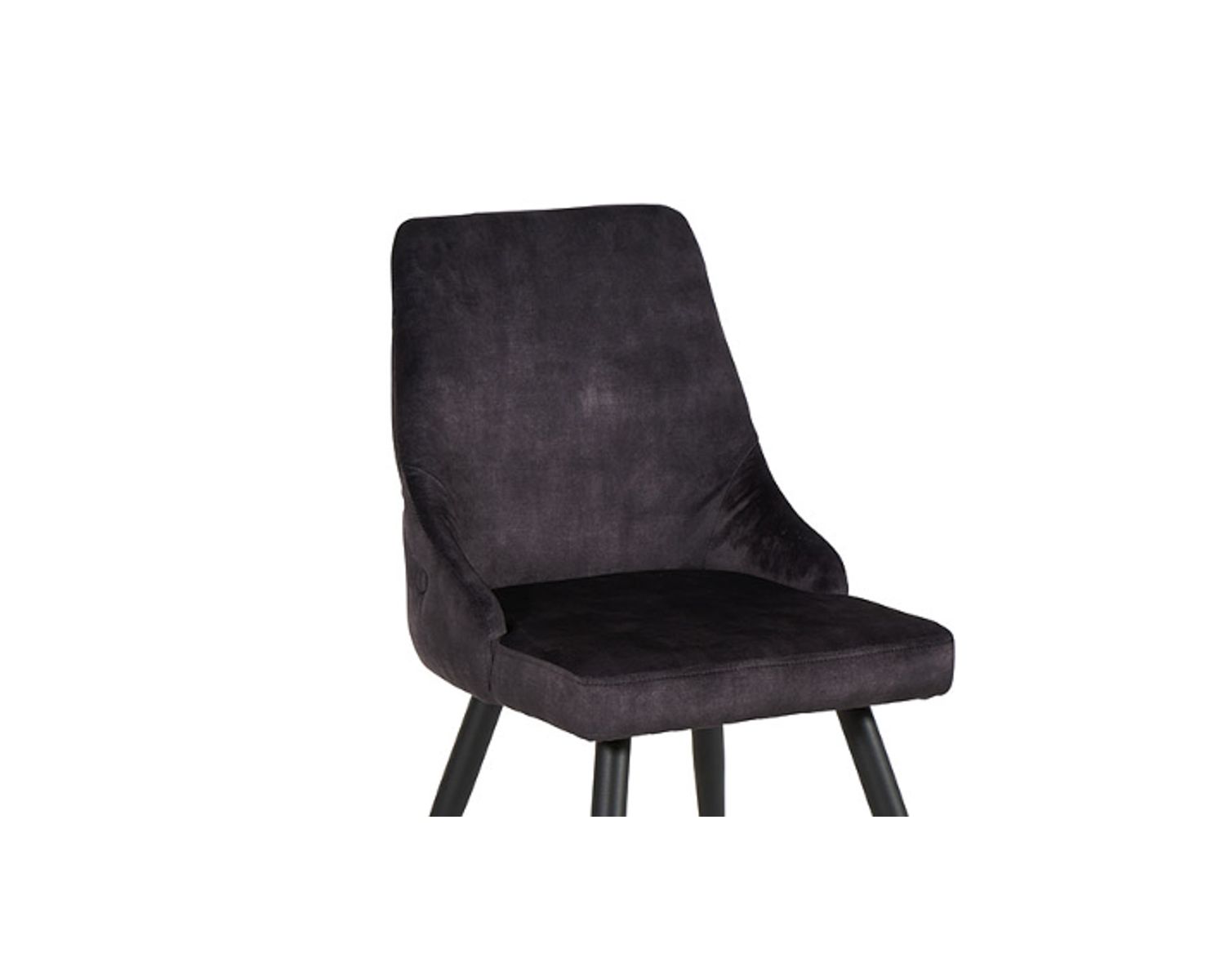 Lot de 2 chaises capitonnées tissu gris anthracite métal noir "Casta"