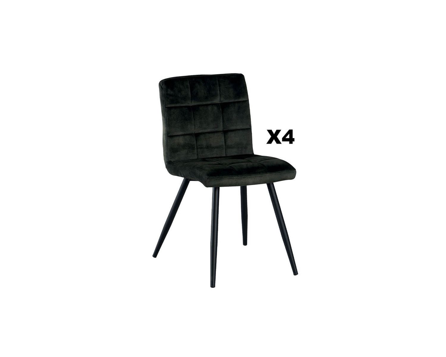 Lot de 4 chaises rétro kaki et noir en tissu "Sando" Casita