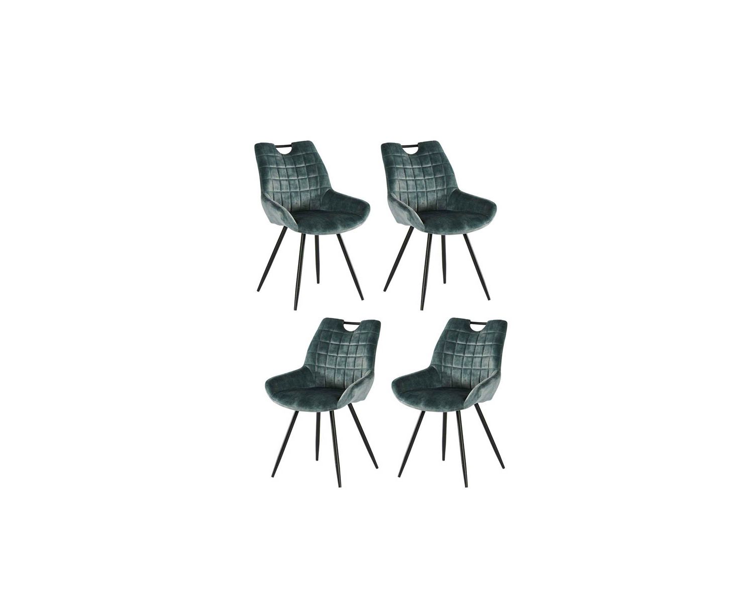 Lot de 4 chaises de salle à manger bleues et noires Casita "Dina"
