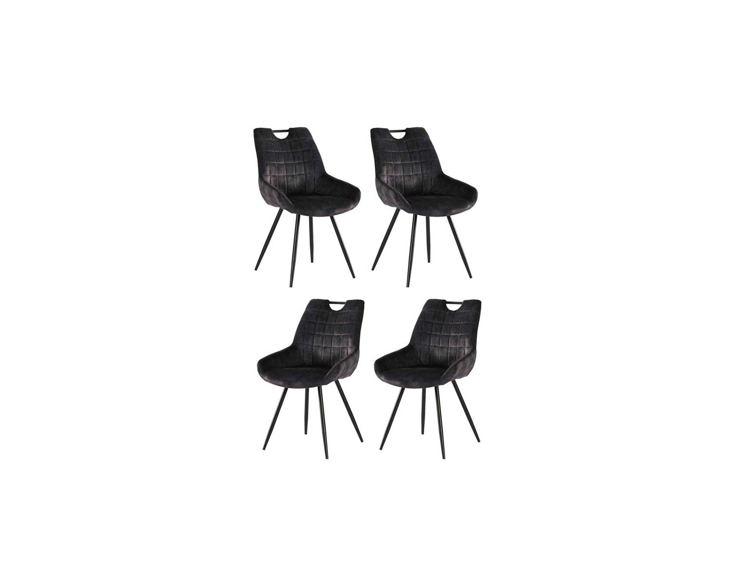 Lot de 4 chaises scandinaves grises et noires tissu et métal "Dina"