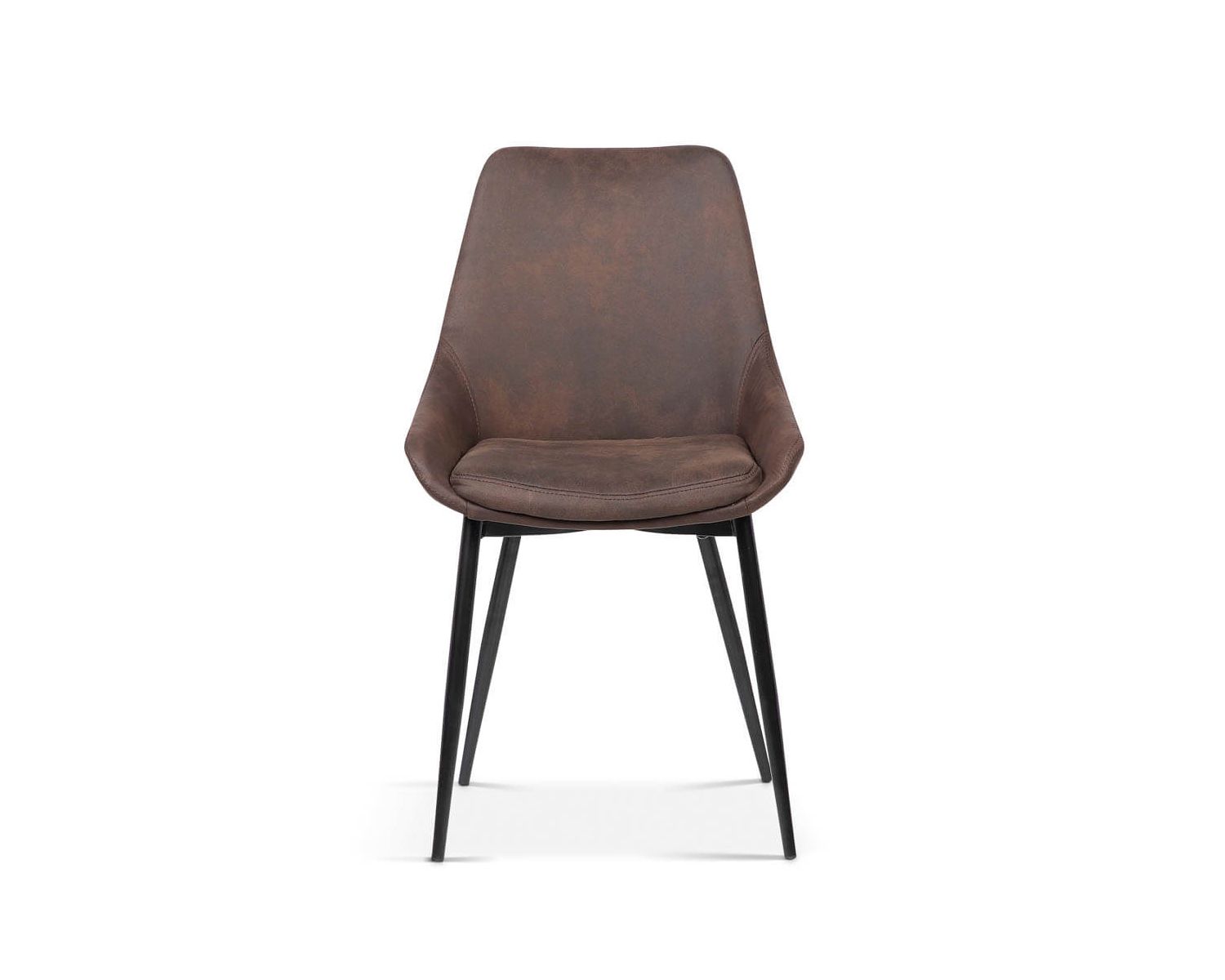 Lot de 2 chaises design métal noir et tissu microfibre brun "Malo"