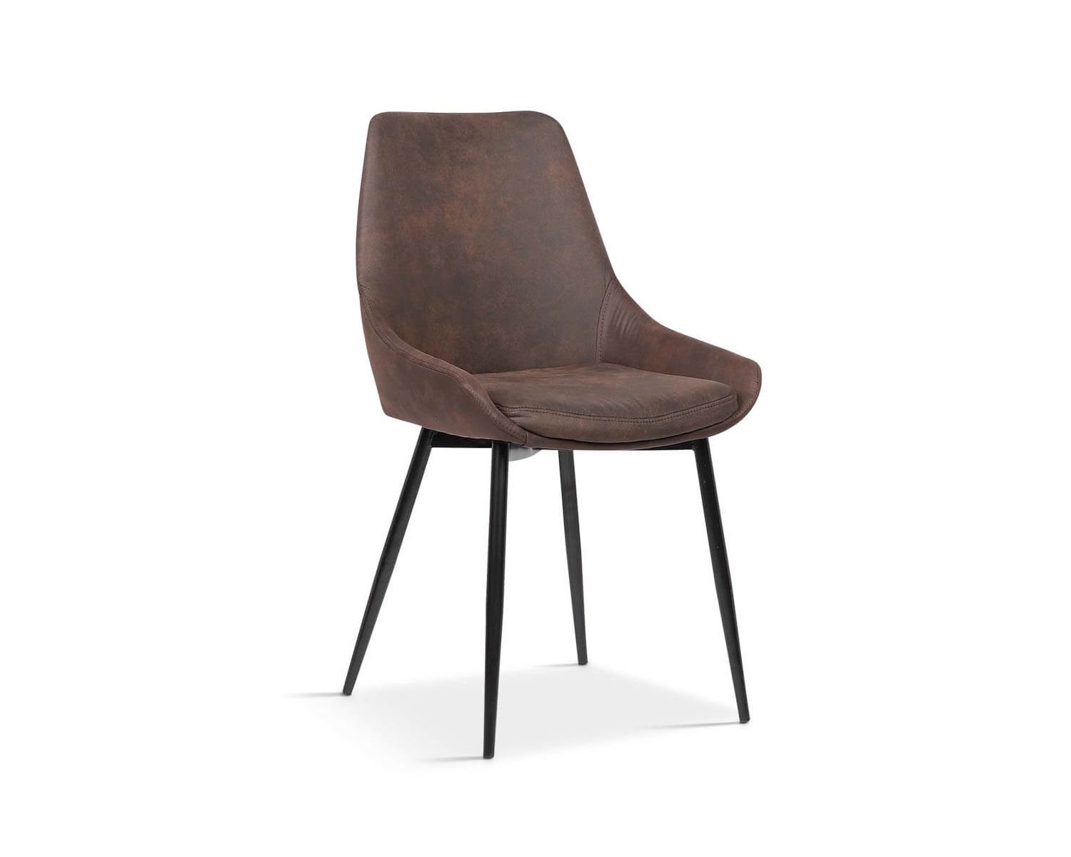 Lot de 2 chaises design métal noir et tissu microfibre brun "Malo"