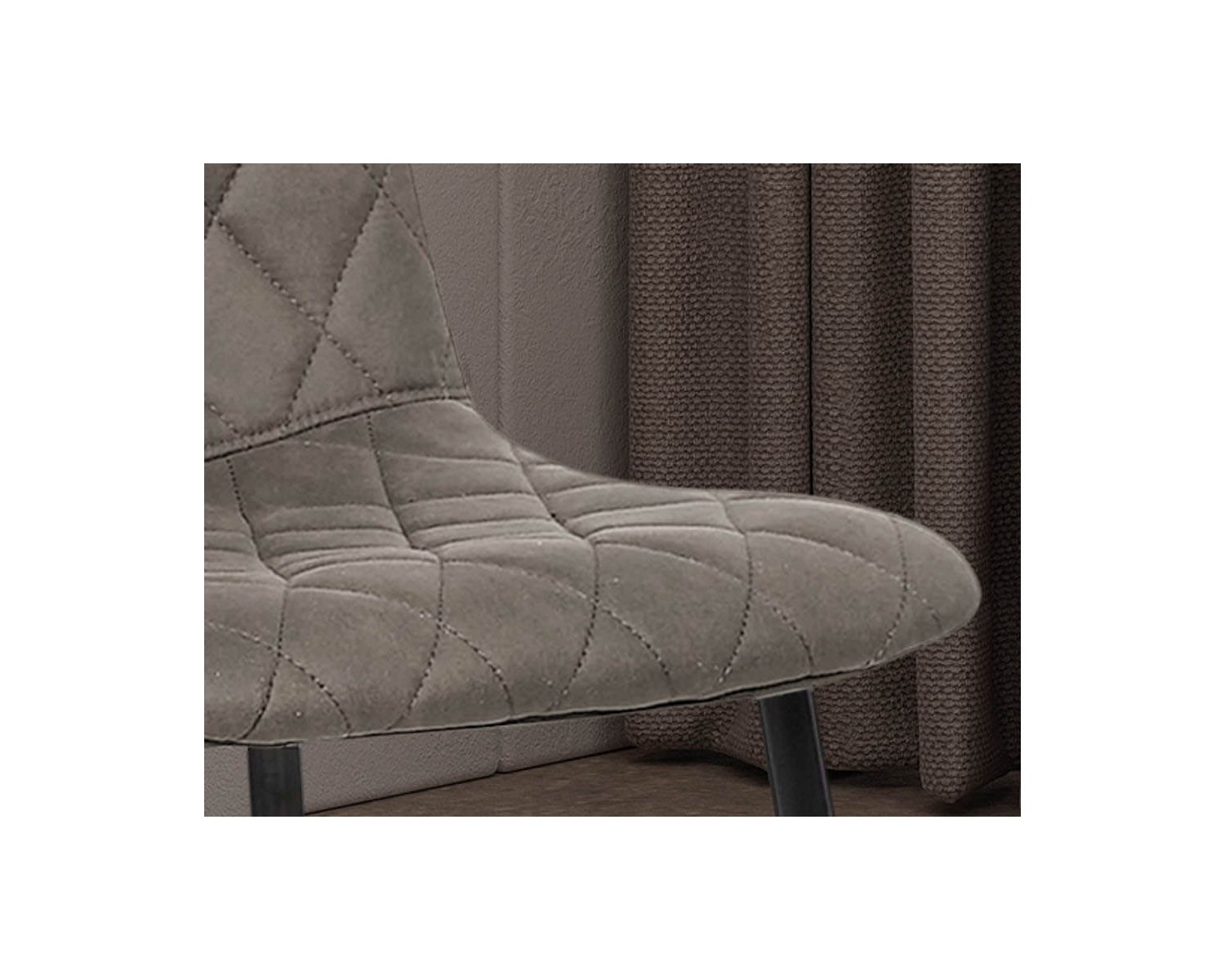 Lot de 2 chaises matelassées microfibre grise, pieds métal noir "Miro"