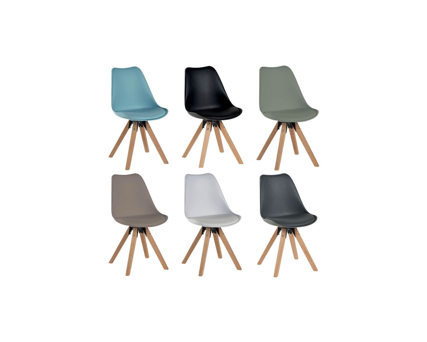 Lot de 2 chaises scandinaves "Benny" bois massif et tissu café