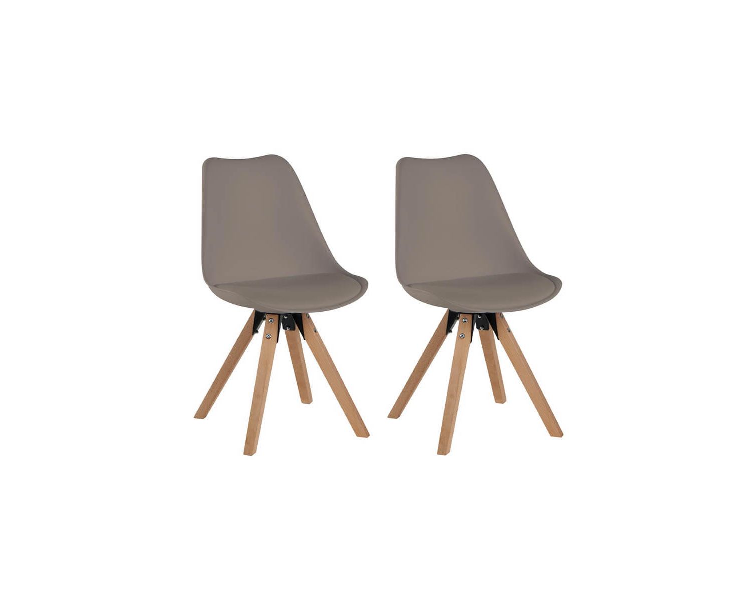 Lot de 2 chaises scandinaves "Benny" bois massif et tissu café