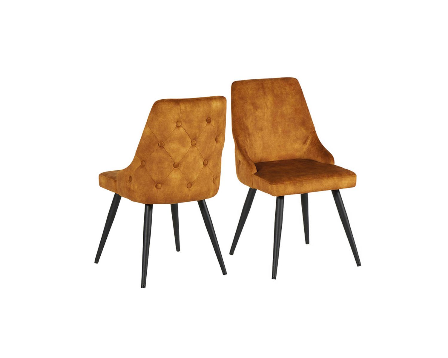 Lot de 2 chaises esprit vintage dos capitonnés couleur ocre "Casta"