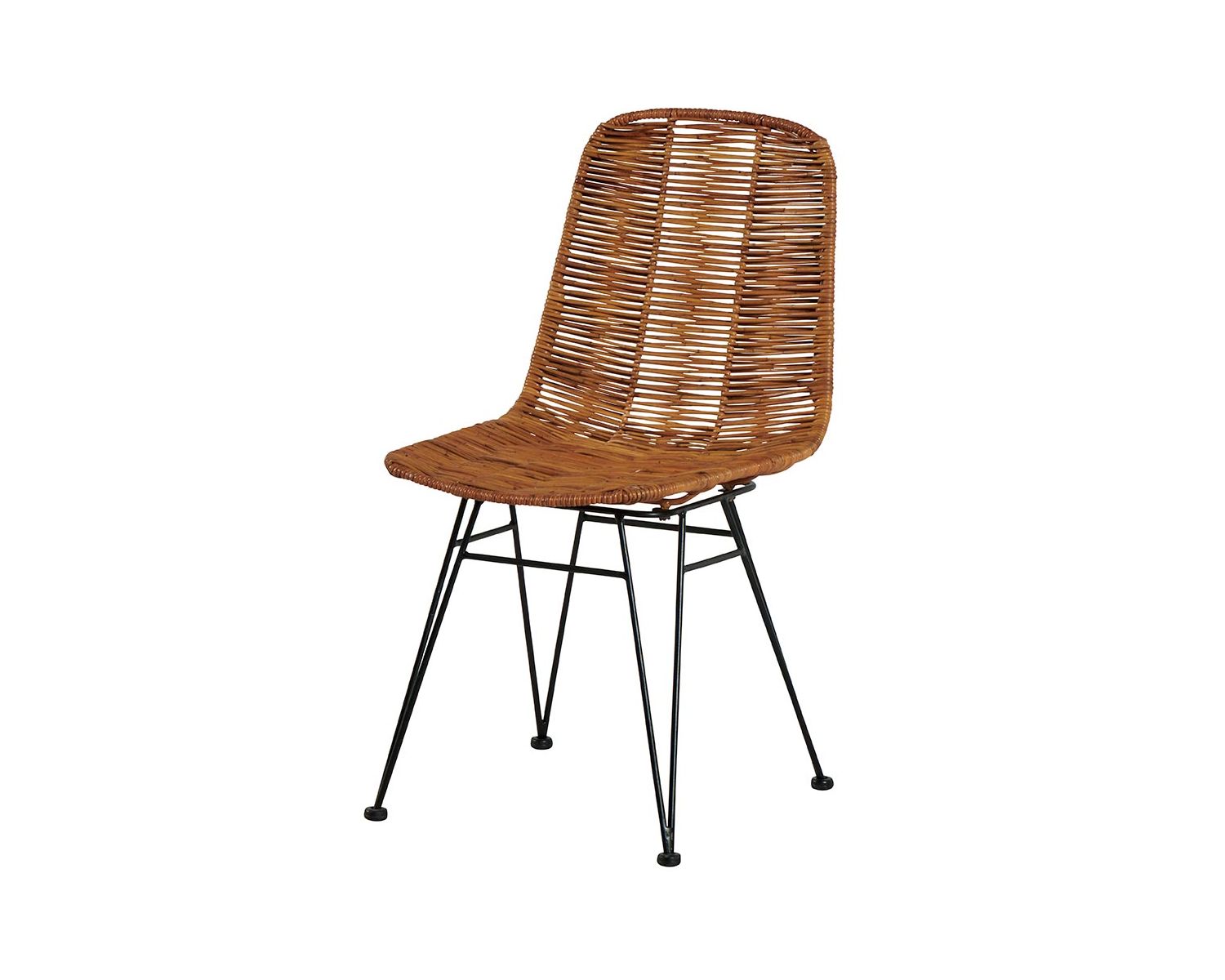 Chaise design en rotin naturel et métal noir "Steen" Casita