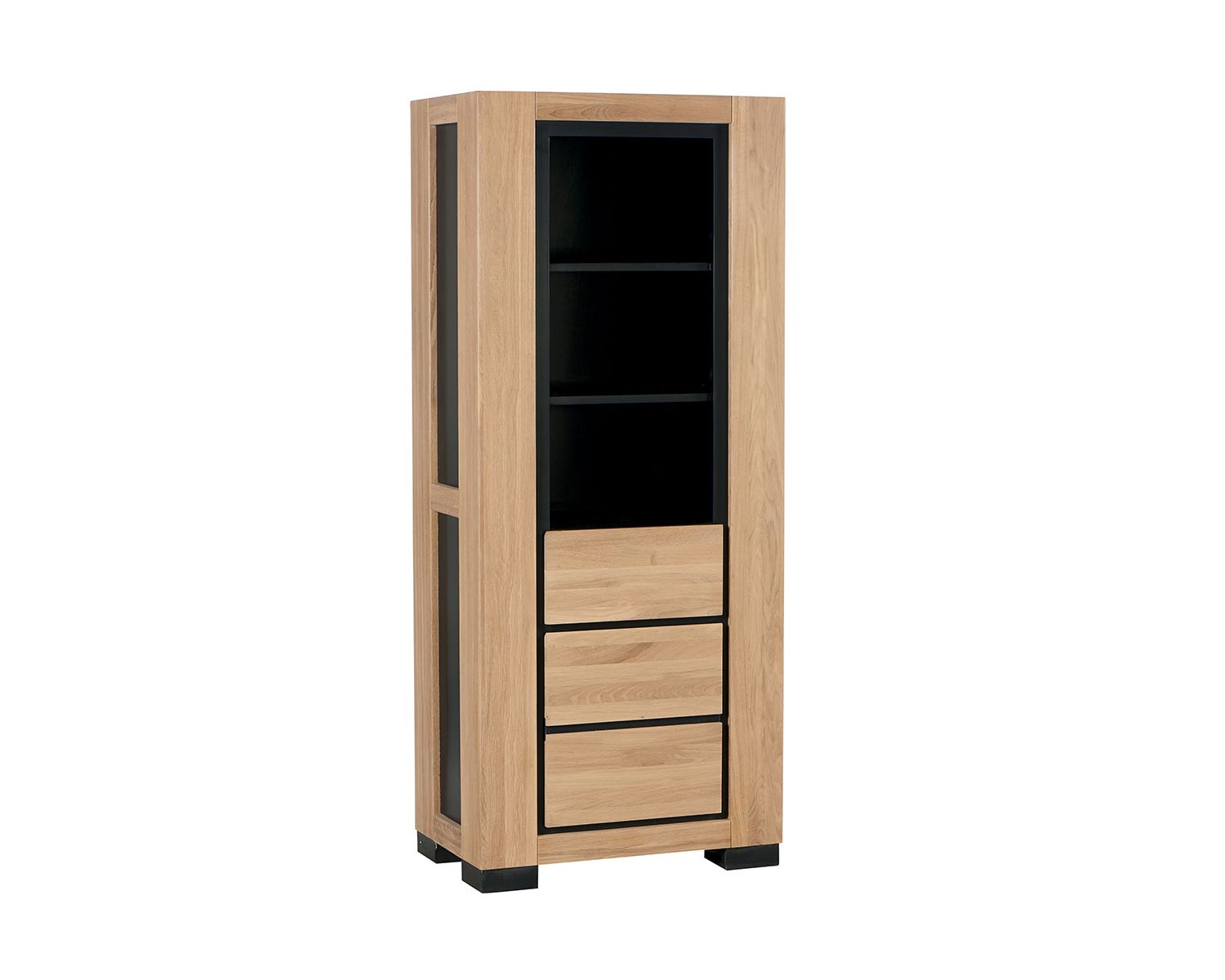 Colonne chêne massif naturel et noir "Cleveland"