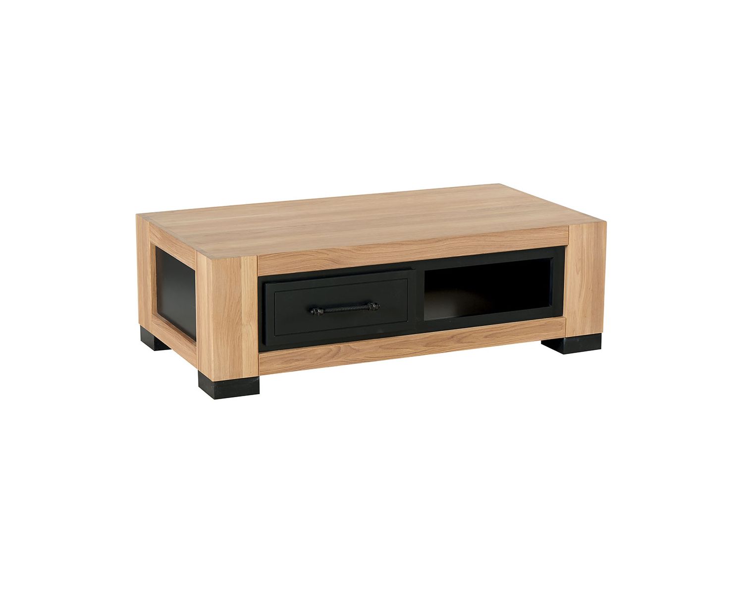 Table basse chêne massif 120cm avec tiroirs "Cleveland"