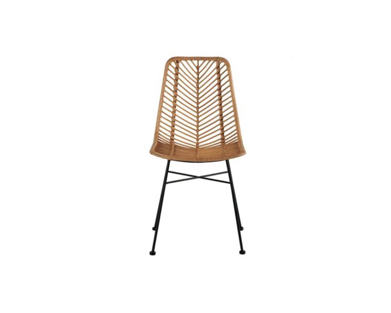 Chaise de repas en rotin et pieds métal "Coco"