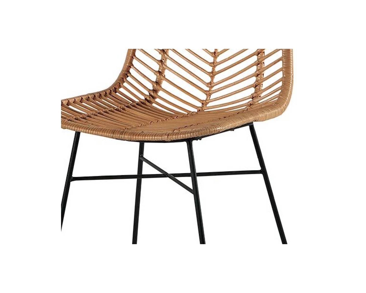 Chaise de repas en rotin et pieds métal "Coco"