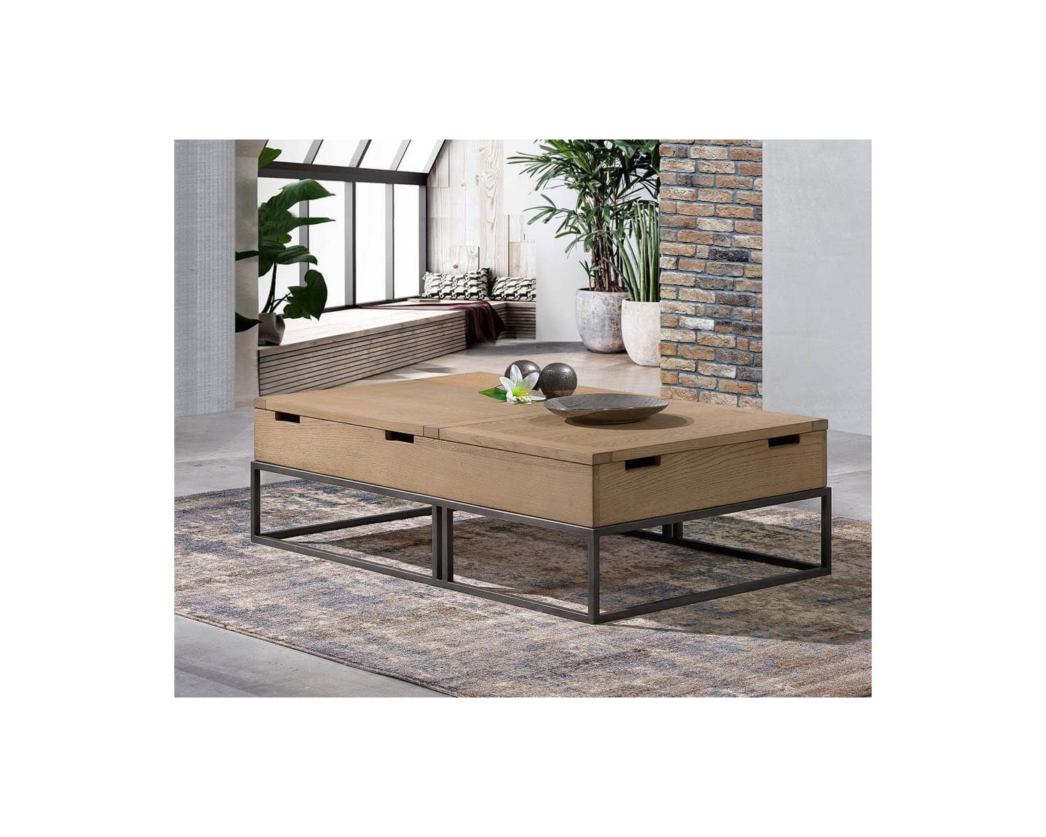 Table basse avec plateaux élévateurs retour droit "San Francisco"