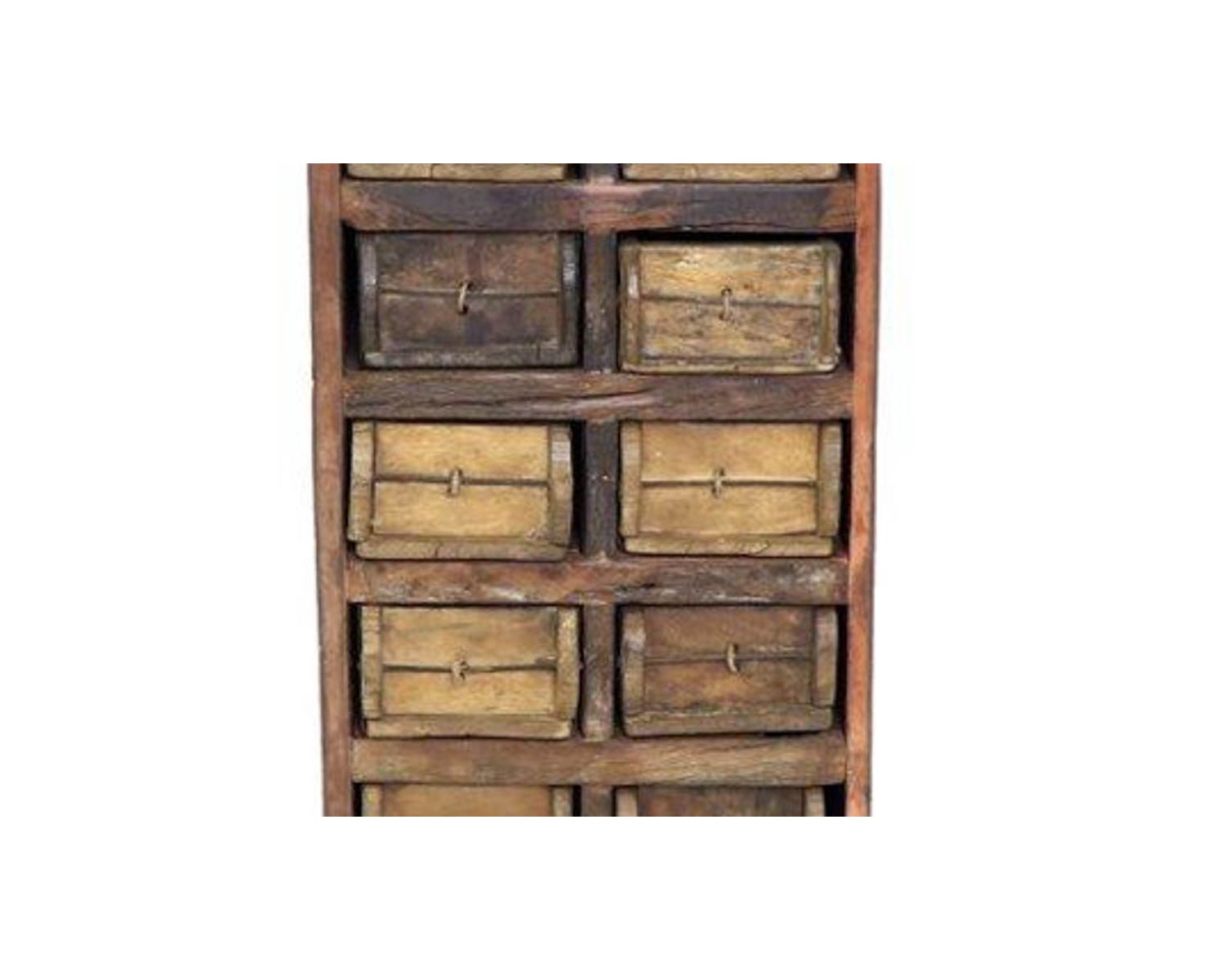 Colonne de rangement 18 tiroirs en bois recyclé "Népalaise" 120 cm