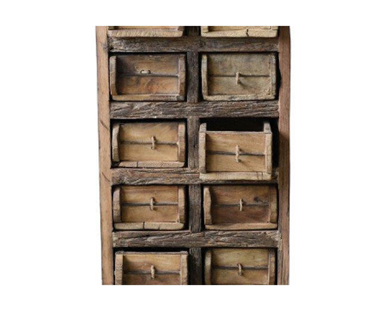 Petit meuble de rangement en bois recyclé 10 tiroirs "Népalaise"