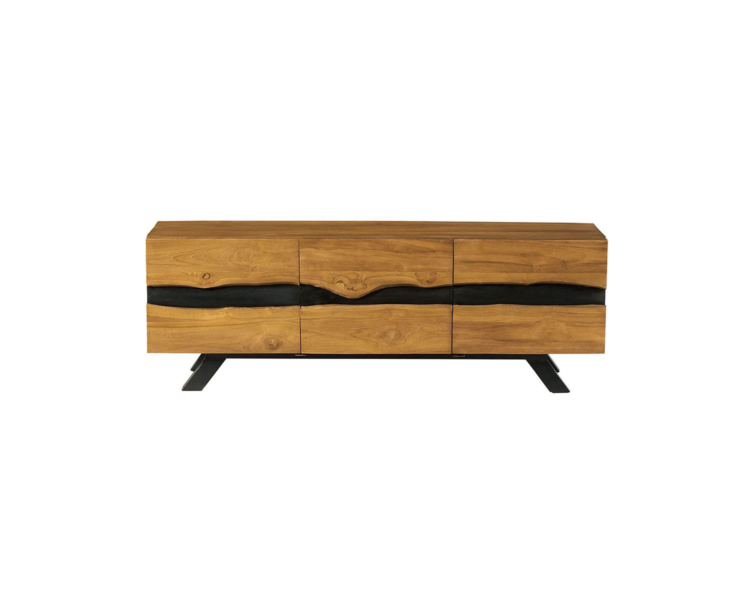 Meuble télé 160 cm en teck recyclé "Copley" esprit nature brute