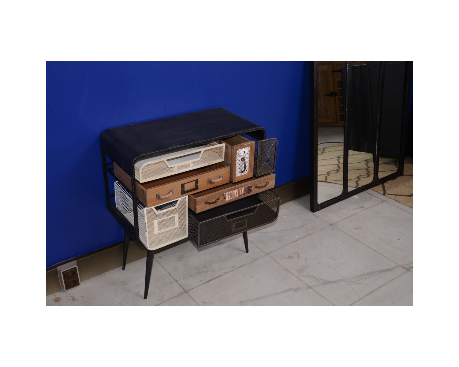 Commode déco bois métal 7 tiroirs "Mélimélo indus"