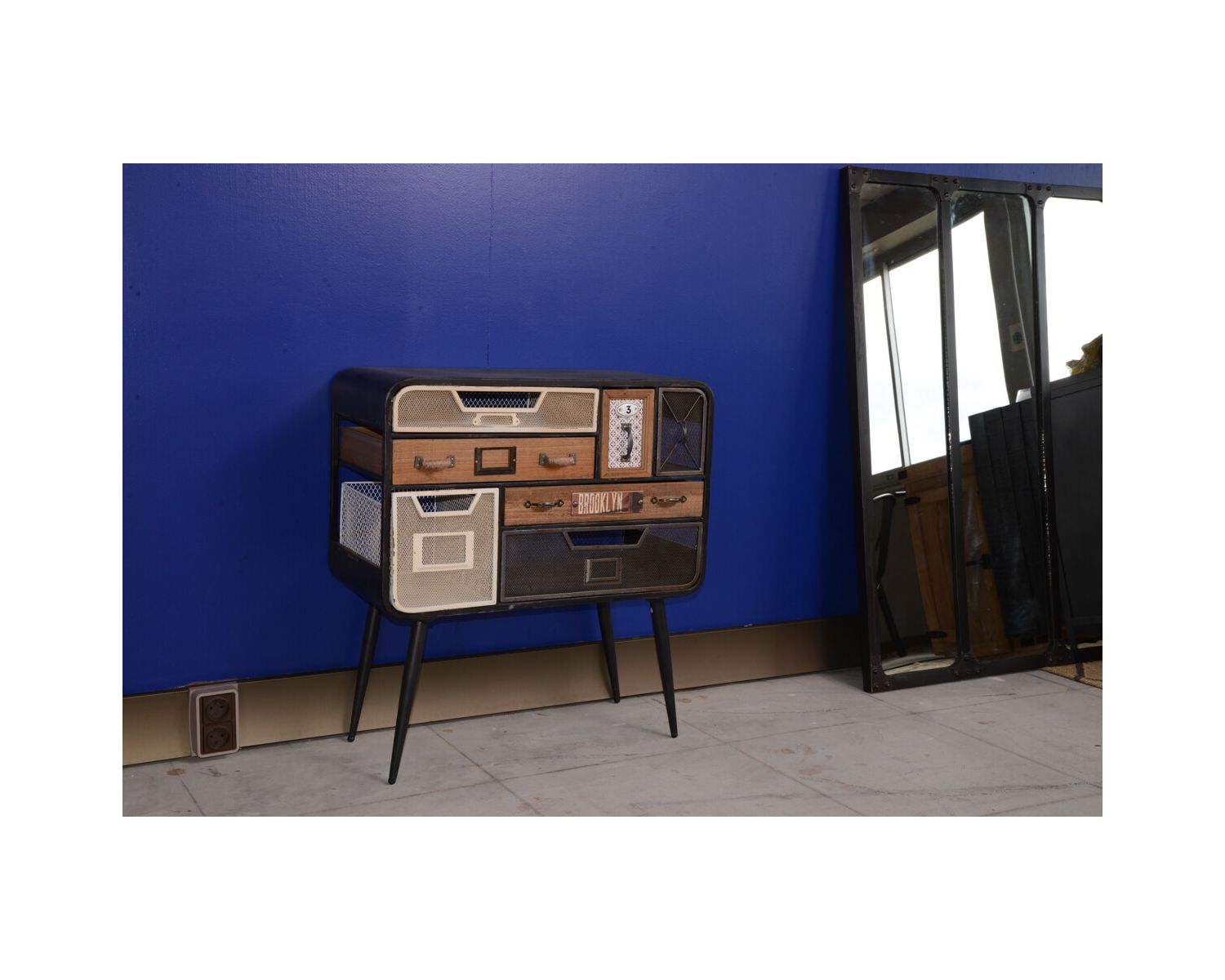Commode déco bois métal 7 tiroirs "Mélimélo indus"