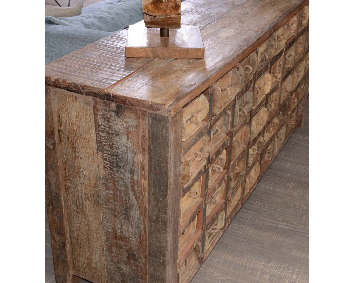 Commode d'apothicaire en bois recyclé 150 cm collection "Népalaise"