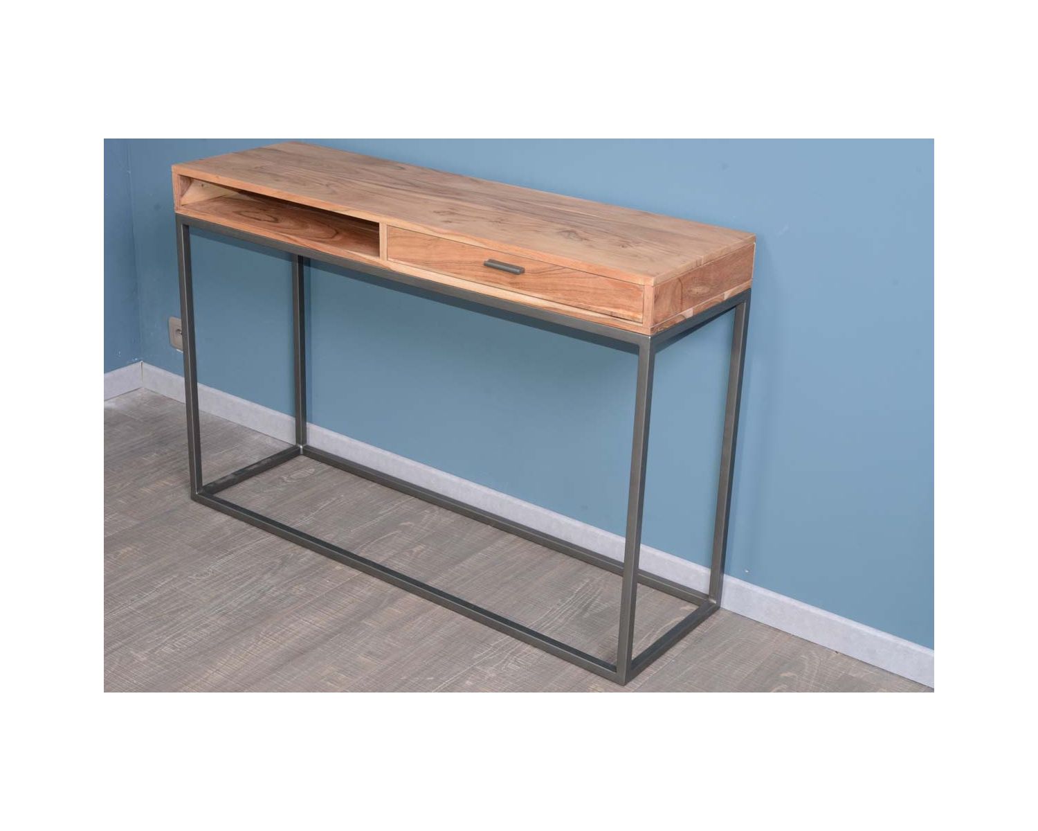 Console avec rangement métal et bois "Zen"