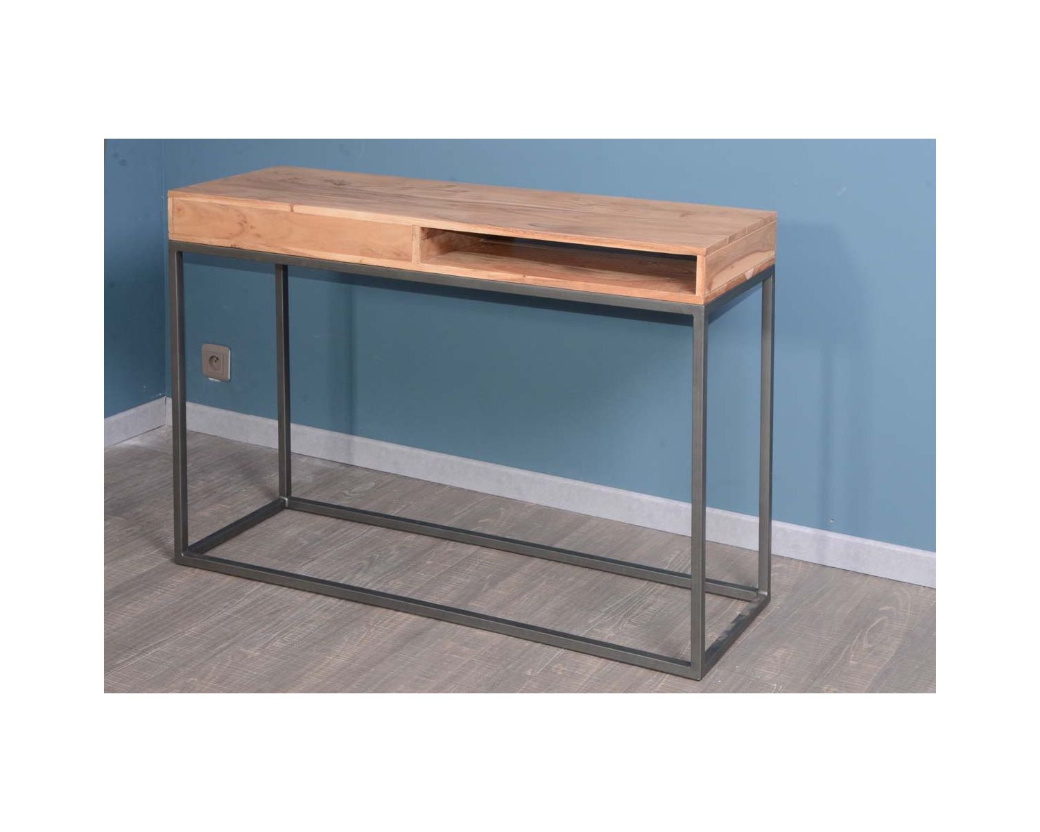Console avec rangement métal et bois "Zen"