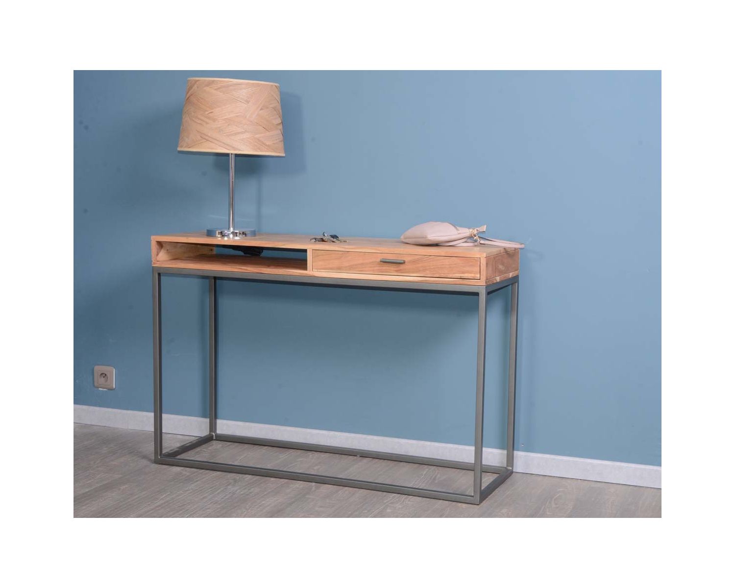 Console avec rangement métal et bois "Zen"