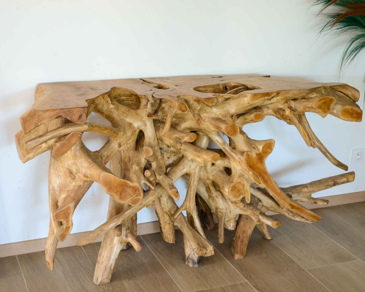 Console naturelle en racine de teck massif 150cm "Under the sun"