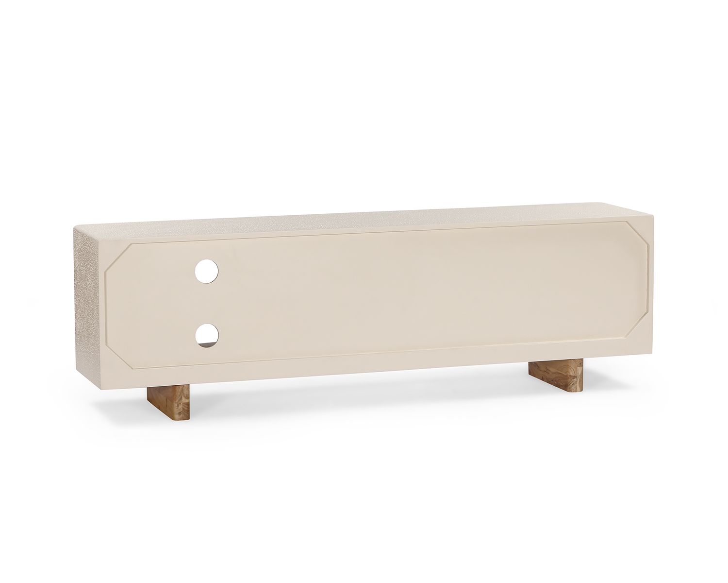 Meuble TV contemporain aspect béton sablé et acacia "Miona"