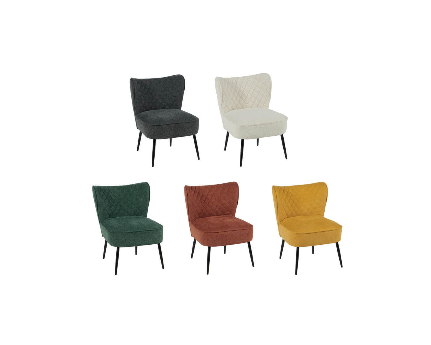 Lot de 2 fauteuils scandinaves pieds noirs tissu rouille "Deka" Casita