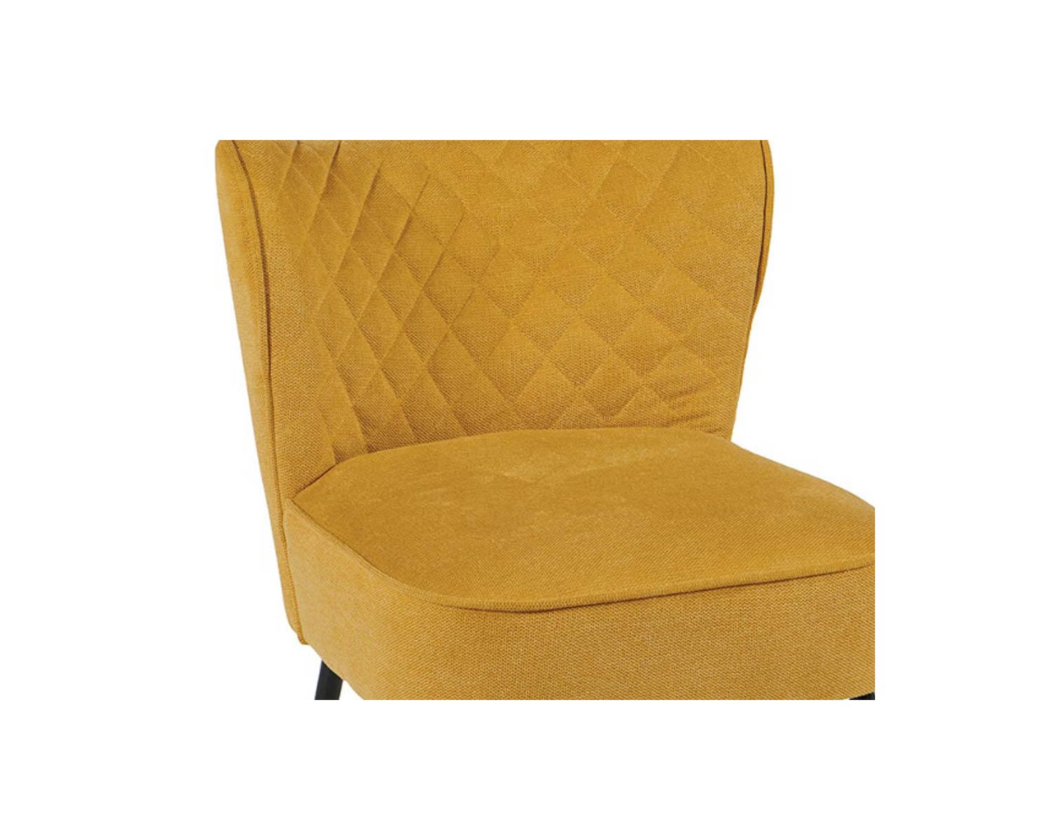 Lot de 2 fauteuils tissu jaune moutarde pieds compas fer noir "Deka"