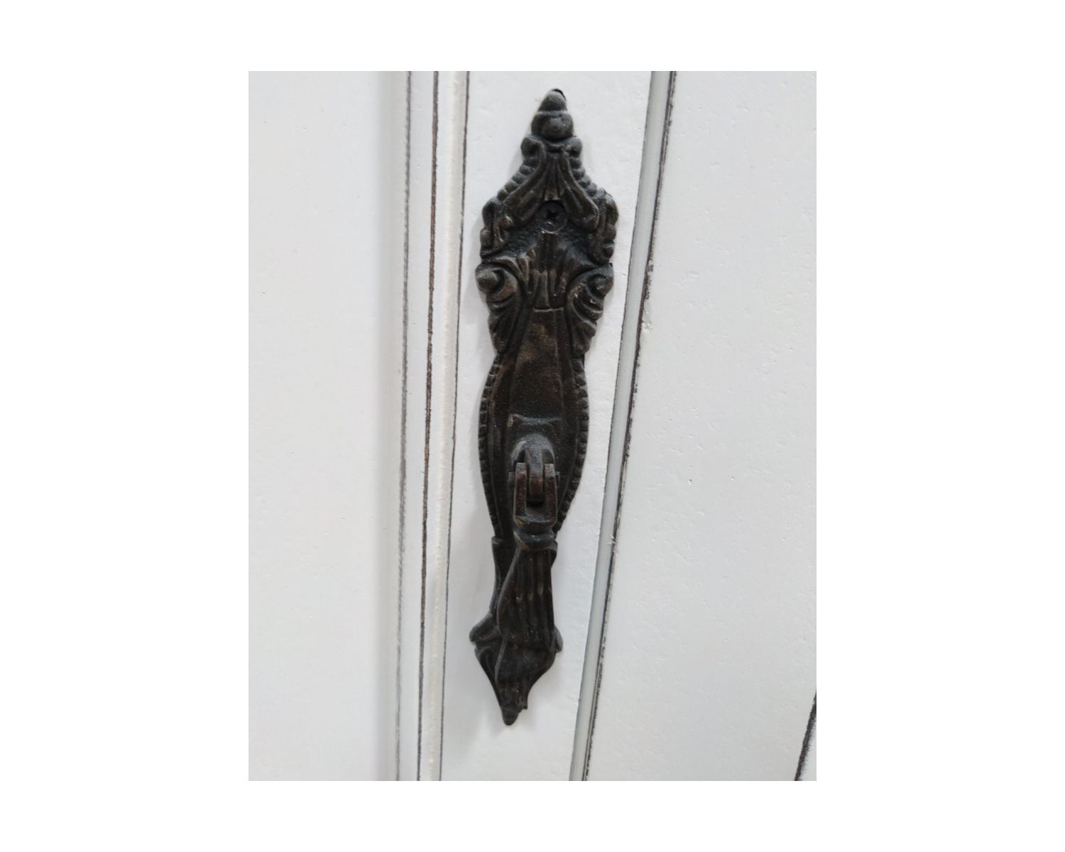 Buffet 4 portes blanc cassé vieilli plateau bois "Héritage"