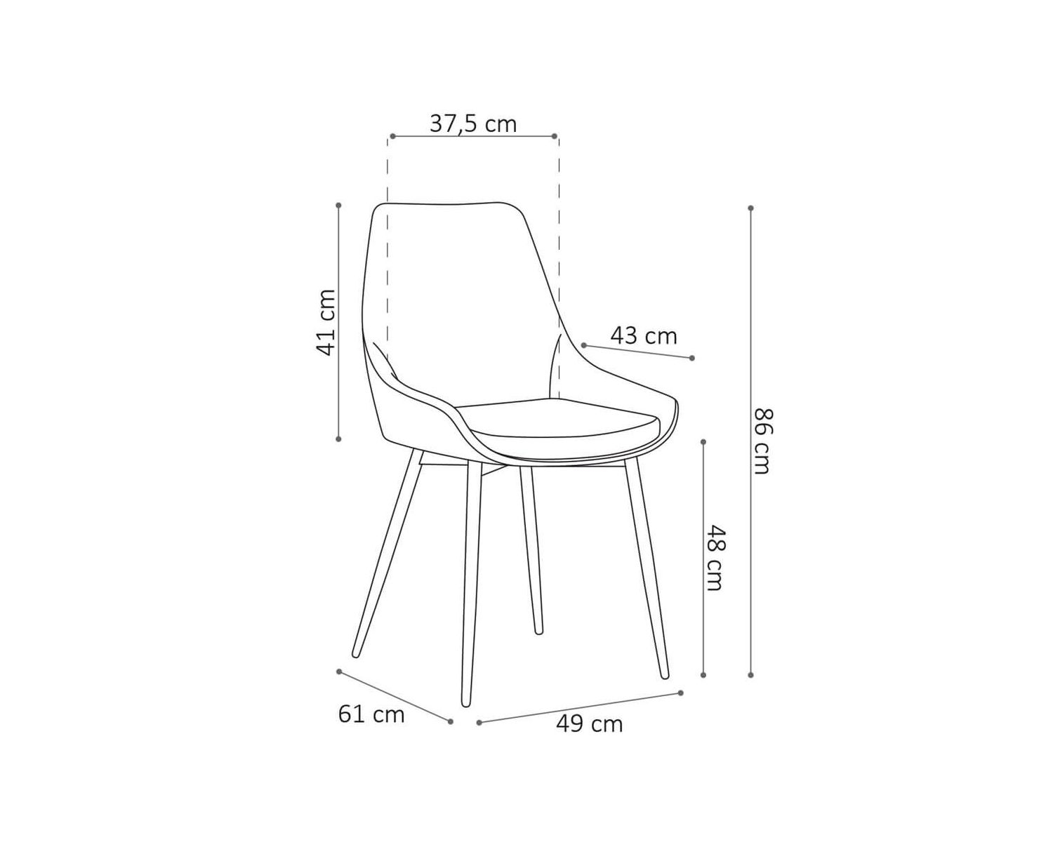 Lot de 2 chaises design métal noir et tissu microfibre brun "Malo"