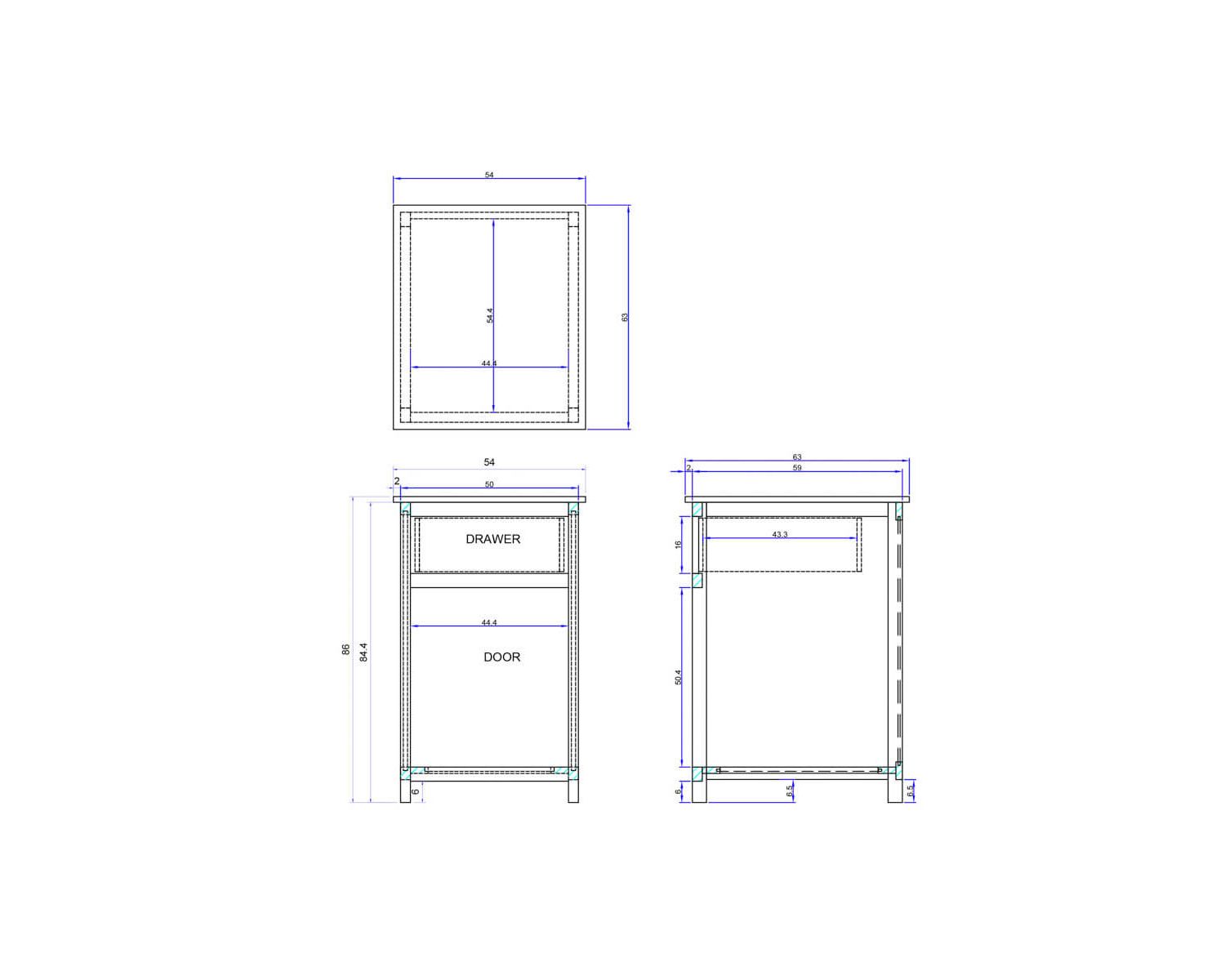 Meuble de cuisine bois massif 1 porte 1 tiroir "Grand Chef"