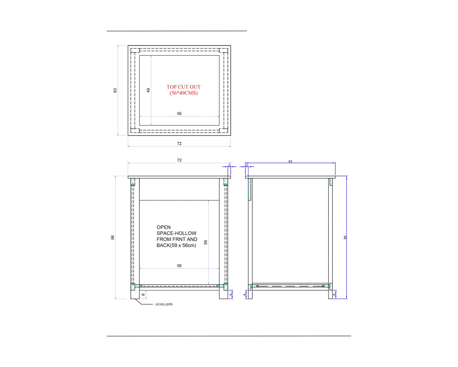 Meuble avec plateau granit pour four et plaques de cuisson "Grand Chef"