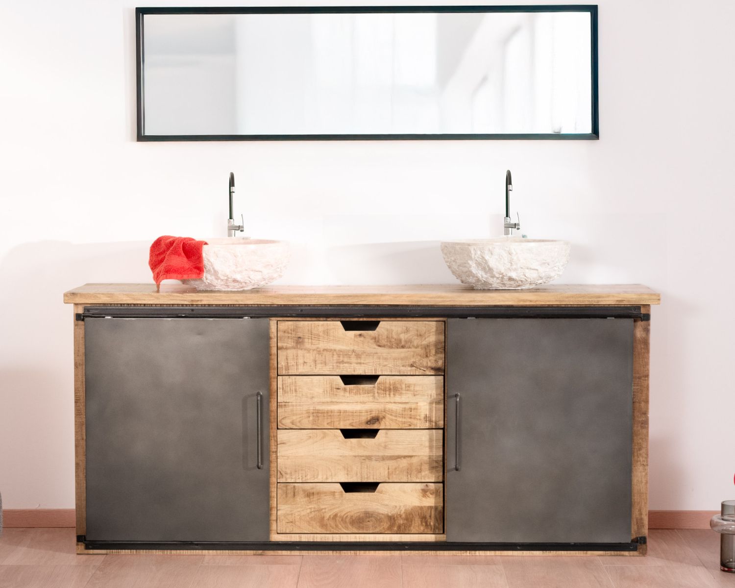 Meuble de salle de bain "Caractère" 180 cm 2 vasques