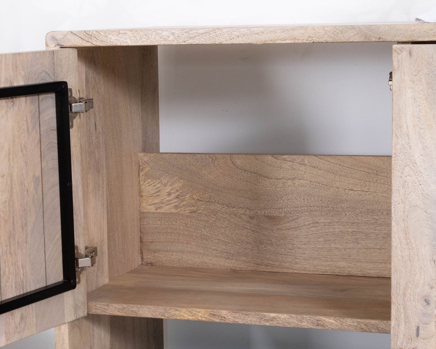 Meuble sous vasque double en bois graphique naturel et noir "Nani" 140 cm