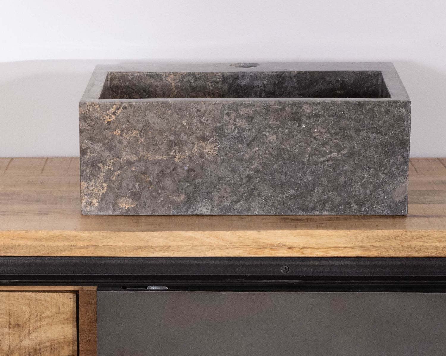 Vasque de salle de bain rectangulaire en marbre gris "Stone"