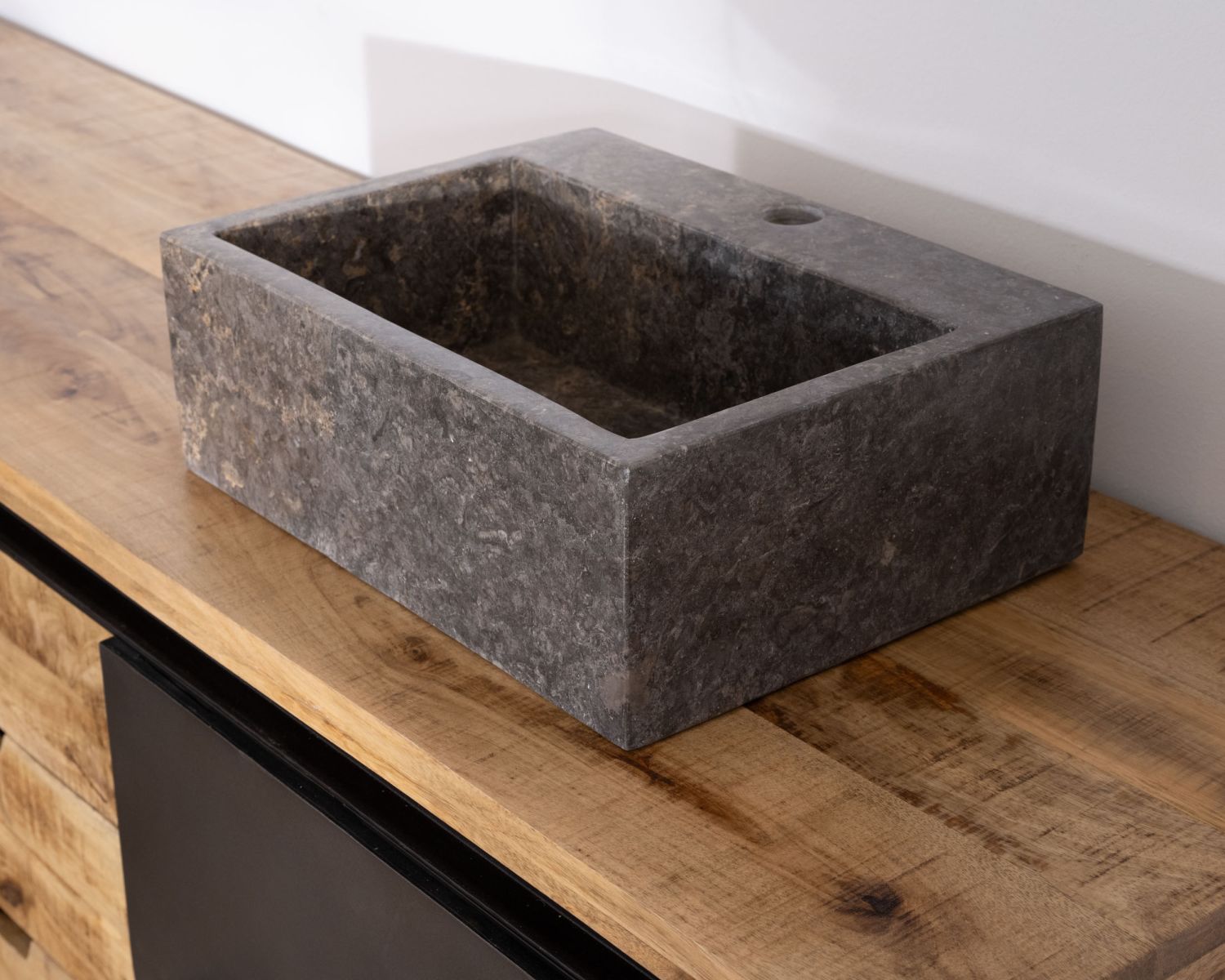 Vasque de salle de bain rectangulaire en marbre gris "Stone"