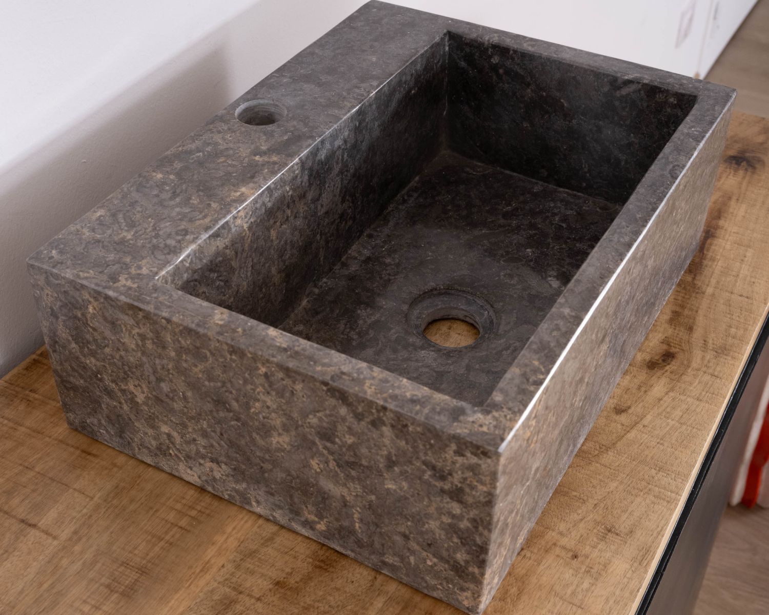 Vasque de salle de bain rectangulaire en marbre gris "Stone"