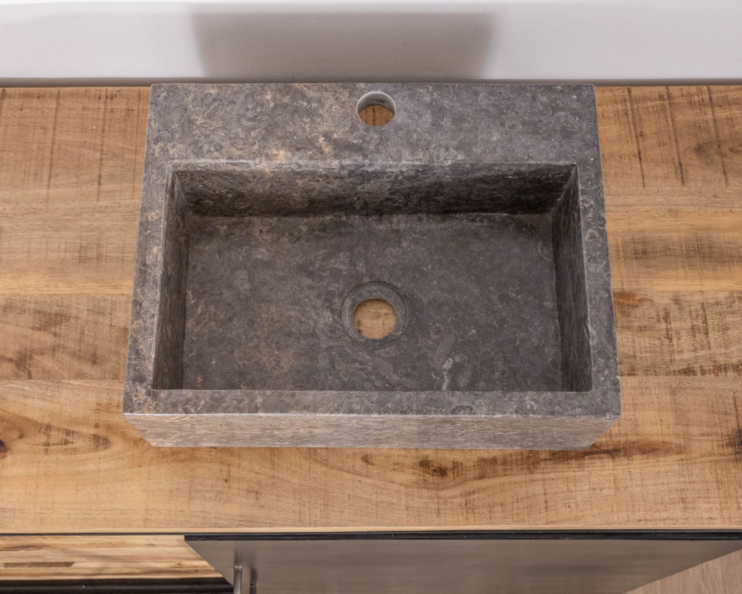 Vasque de salle de bain rectangulaire en marbre gris "Stone"