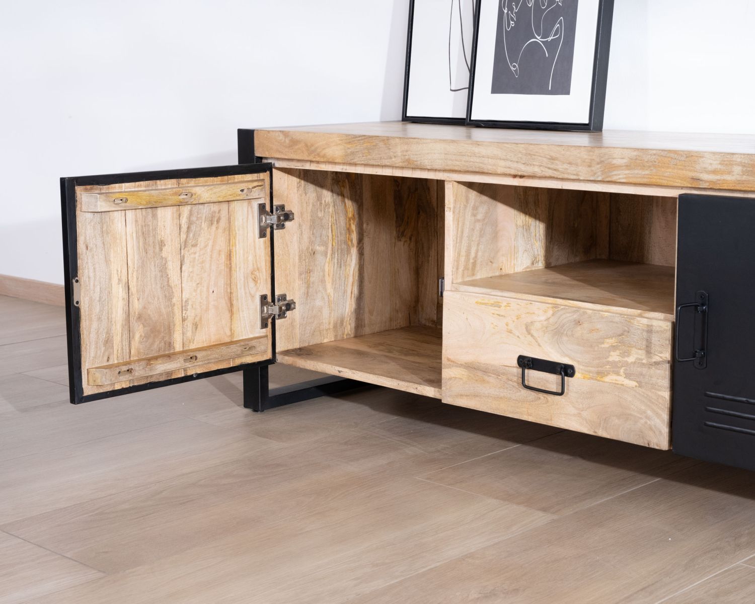 Meuble télé industriel métal et bois 150 cm "Andy"