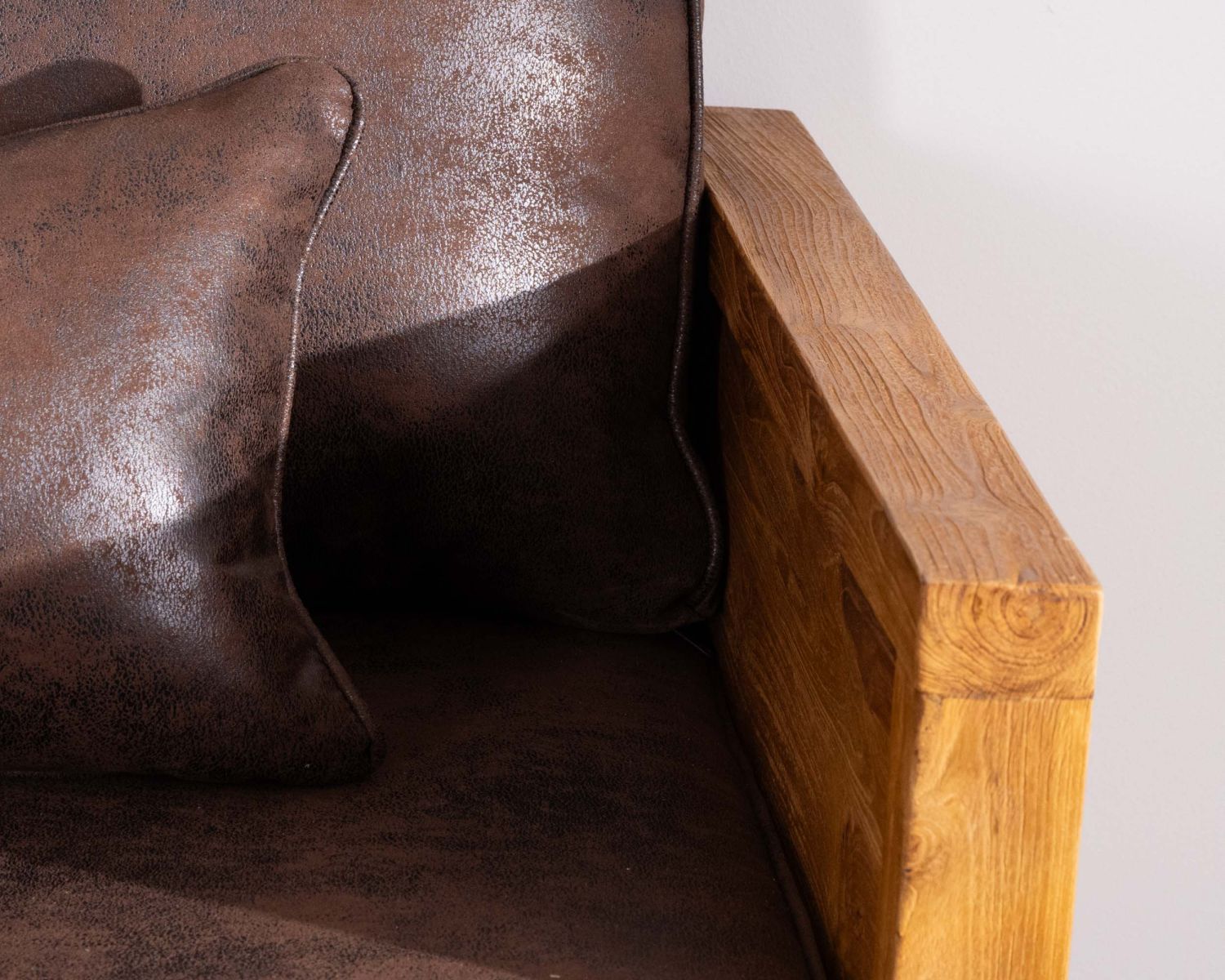 Canapé 3 personnes style club teck et tissu 192 cm "Roster"