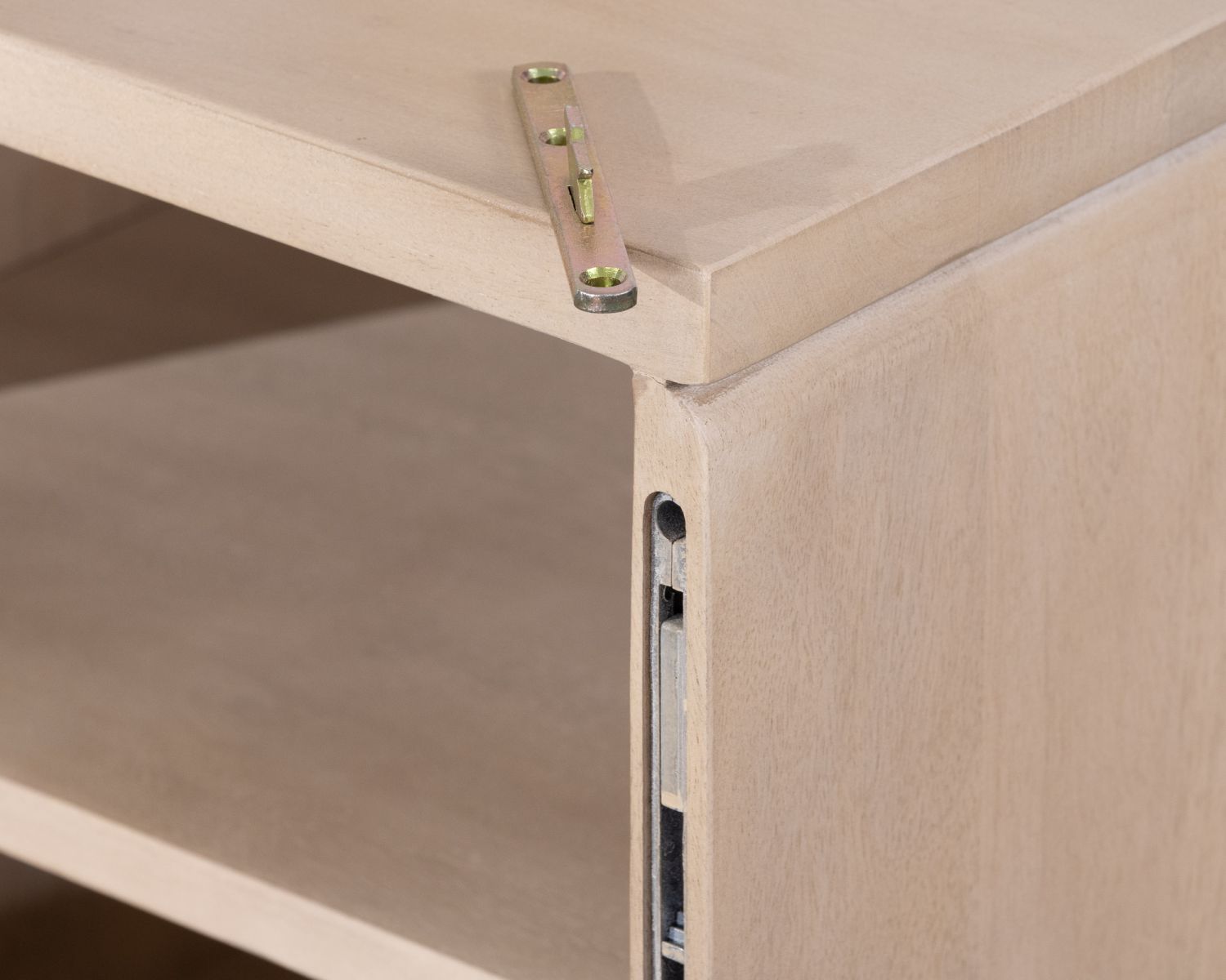 Meuble sous vasque suspendu 140 cm en manguier blanchi "Nani" façades bi-texturées