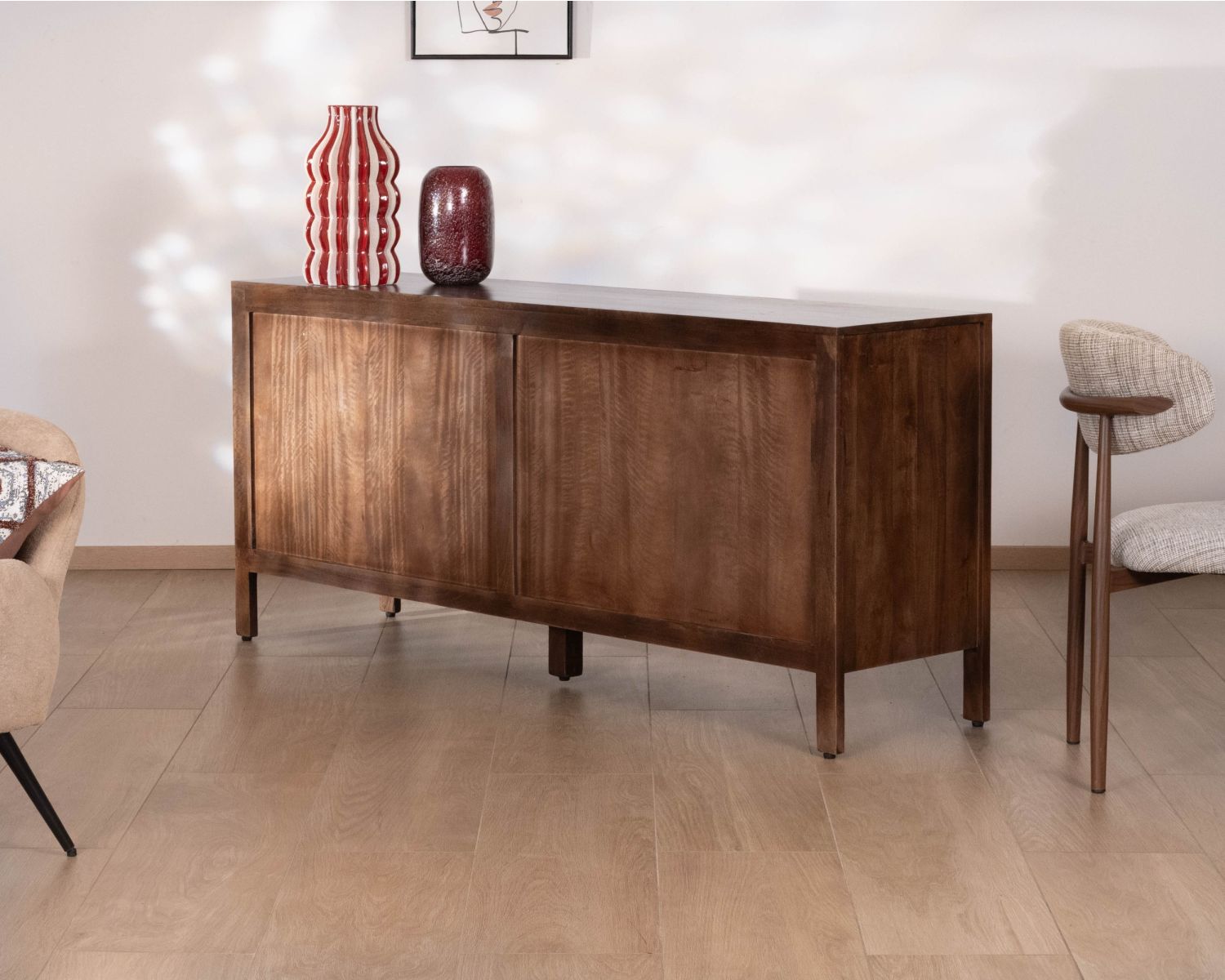 Enfilade esprit zen en manguier 180 cm « Sicora » teinte noyer