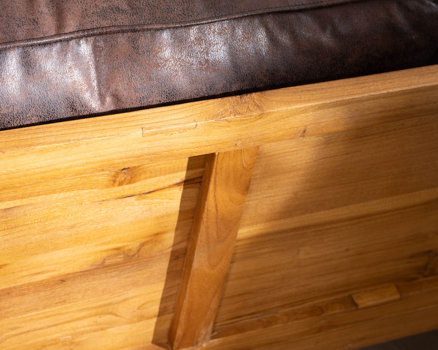 Canapé 3 personnes style club teck et tissu 192 cm "Roster"