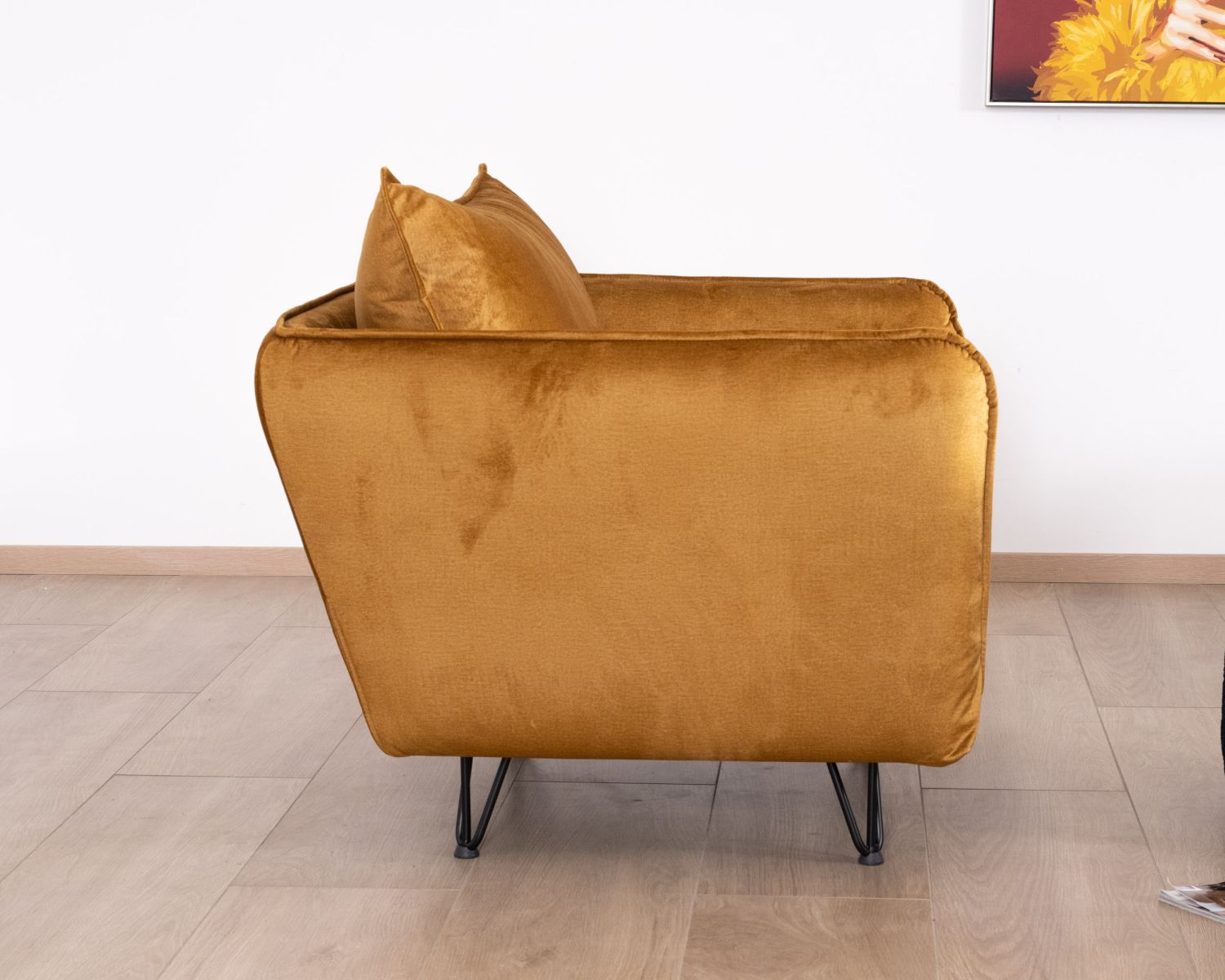 Fauteuil vintage ocre en tissu et métal ultra confort "Hasting"