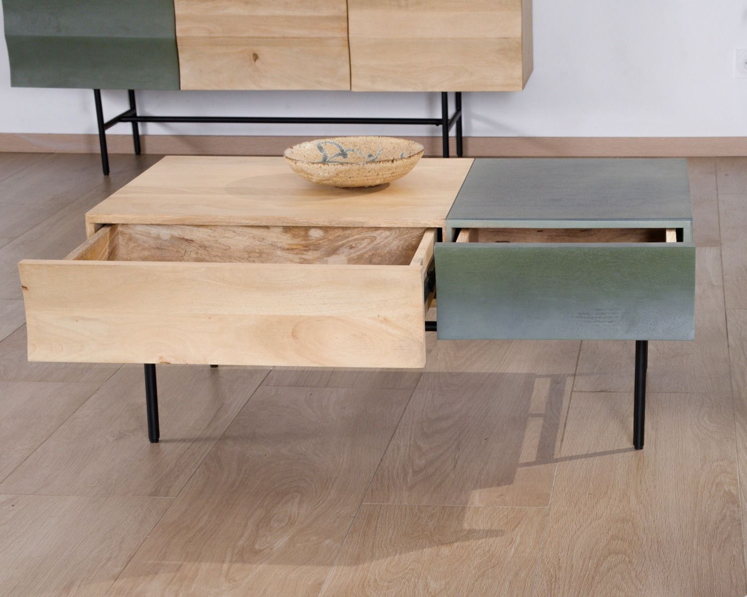 Table basse rectangulaire bois et métal 100x55 cm "Elegancy"