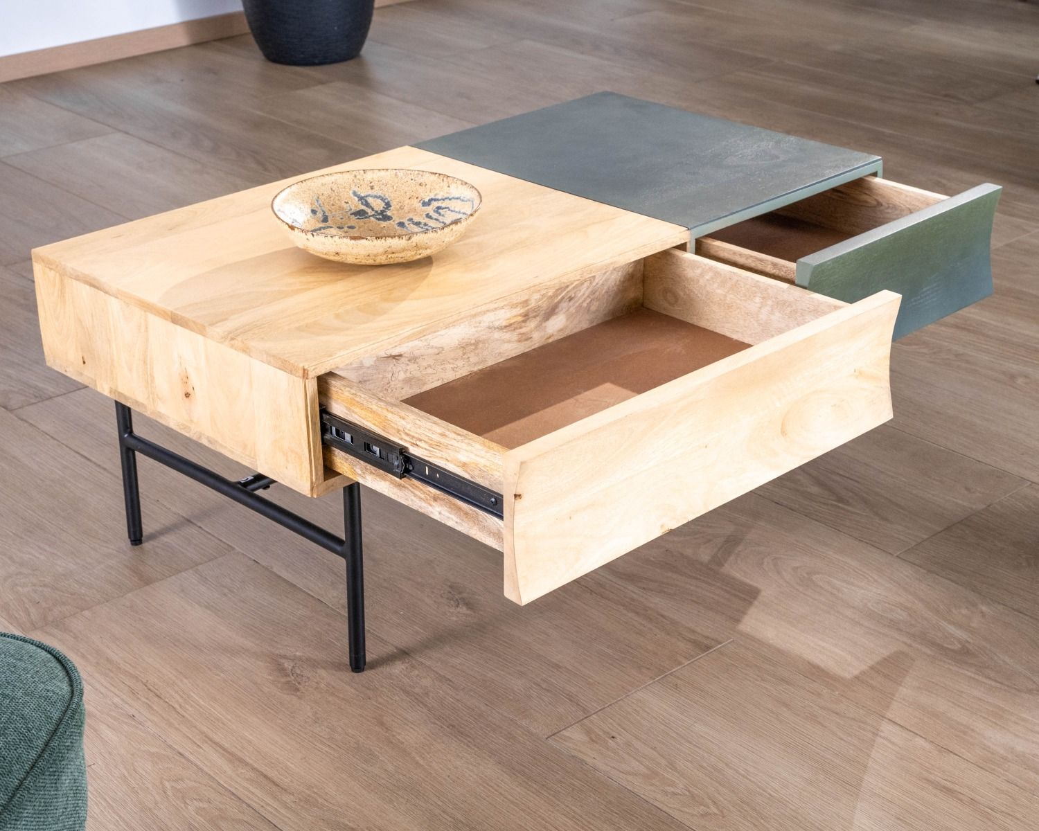 Table basse rectangulaire bois et métal 100x55 cm "Elegancy"