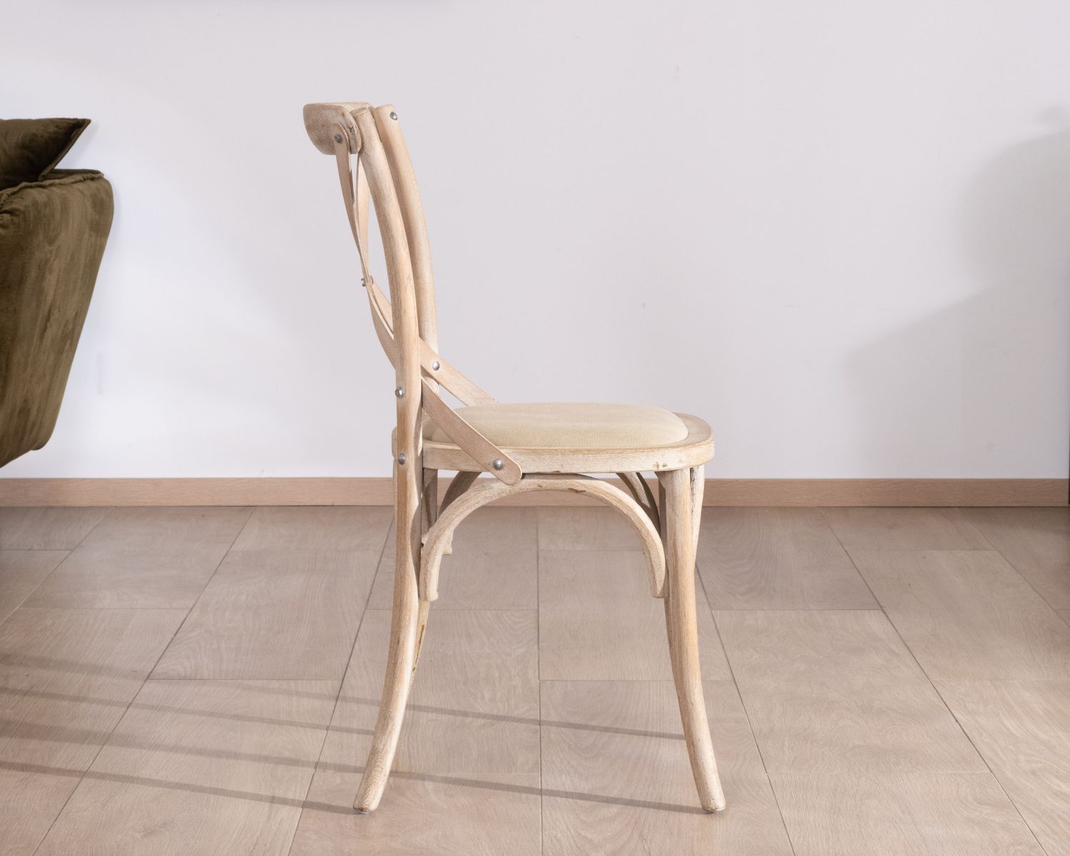 Chaise de repas esprit bistrot en chêne et assise tissu "Brosti"