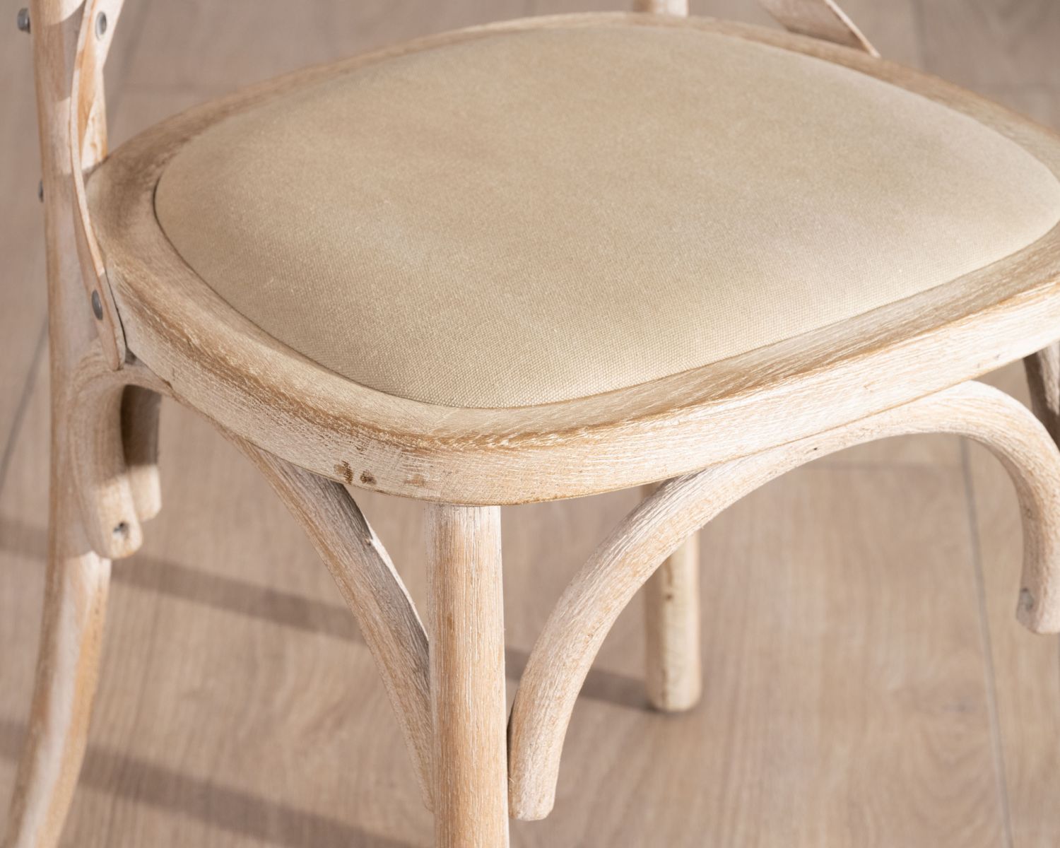 Chaise de repas esprit bistrot en chêne et assise tissu "Brosti"